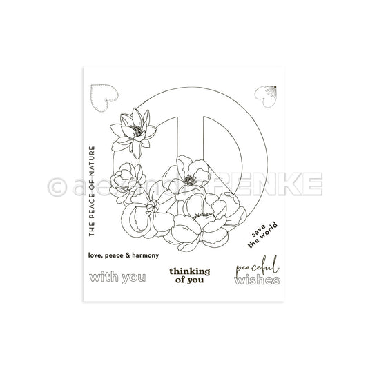 Clear Stamp 'Peace-Zeichen mit Blumen'