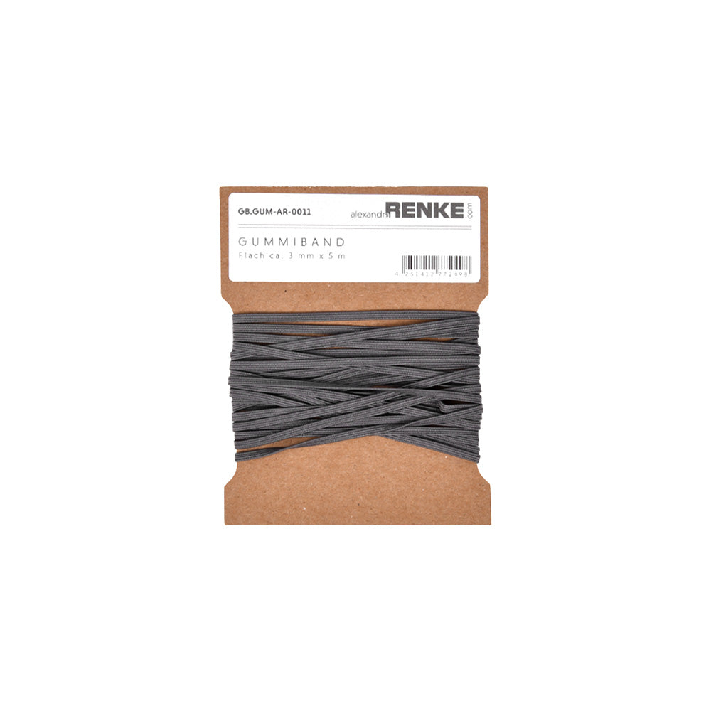 Rubber band flat 3 mm 'Dark Mouse Gray'