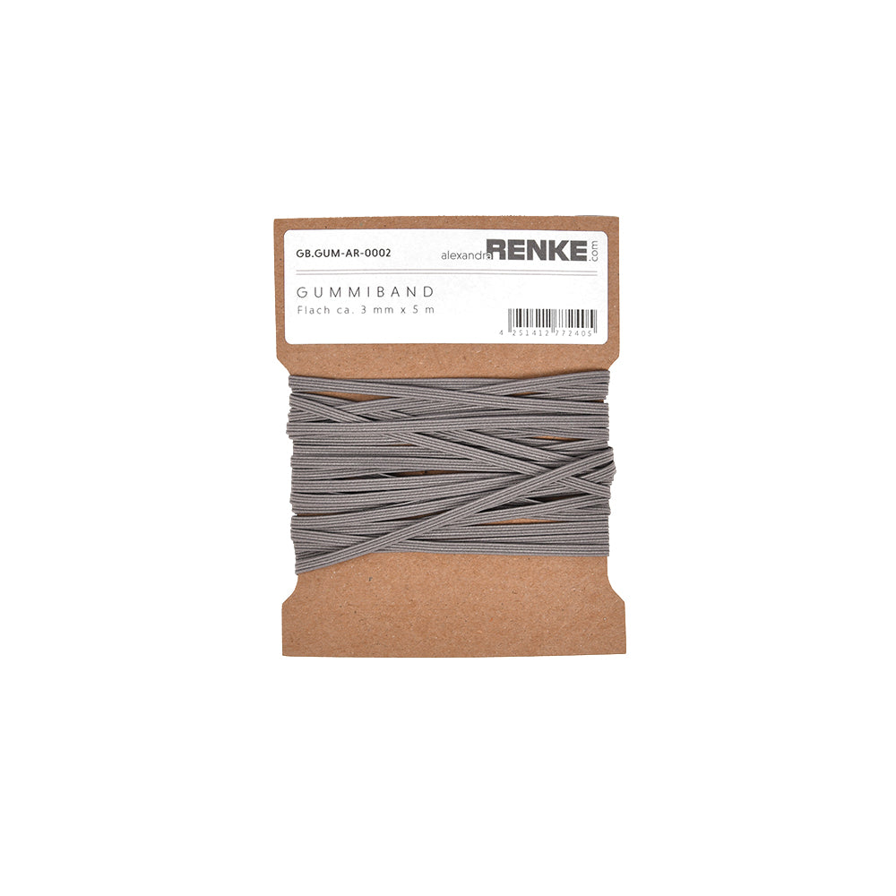 Rubber band flat 3 mm 'Silver Gray'