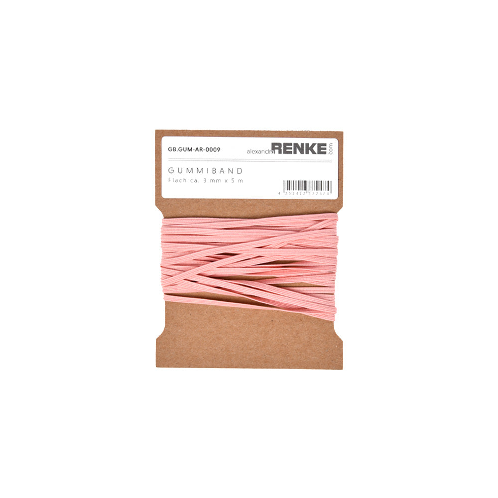 Rubber band flat 3 mm 'Rose'