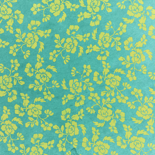 Nepal paper 'Flower pattern turquoise'