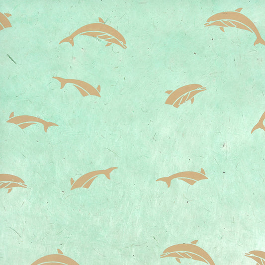 Nepal paper 'Light gray dolphins in emerald green'