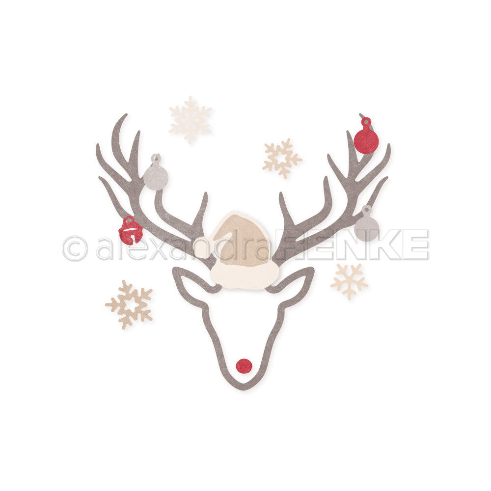 Die 'Deer head with santa claus hat'